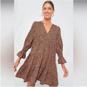 Pomander Place Kenzo Brown Leopard Print Midi  Dress Sz  XS